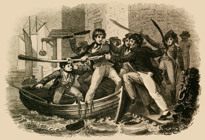 Mary Anne Talbot motstår en pressegjeng, 1822. av J. Chapman