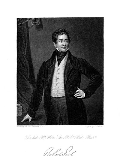 Robert Peel, britisk statsmann, 1800-tallet. av J. Cochran
