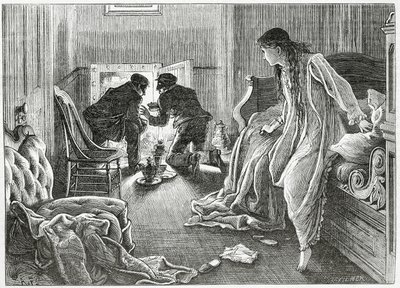 Jeg stakk opp hånden veldig mykt og trakk dolken fra under puten min, illustrasjon til en thrillerkrim "The Story of a Scar", fra "Appleton