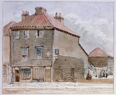 Utsikt over et gammelt hus i High Street, Lambeth av J. Findley