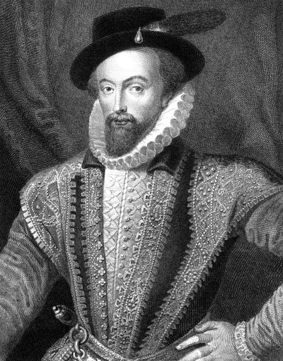 Sir Walter Raleigh , engelsk forfatter, poet, hoffmann, eventyrer og oppdagelsesreisende, 1821. av J Fitler