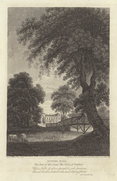 Robert Bloomfield, poet: Euston Hall (gravering) av J. Greig