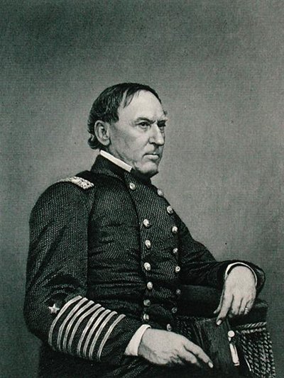 David Glasgow Farragut (1801-70), gravert etter et fotografi av William G. Jackman (fl.c.1840-60) (gravering) av J. Gurney and Son
