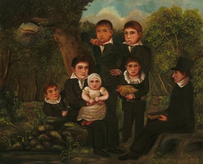 Abraham Clark og hans barn, 1822. av J. H.