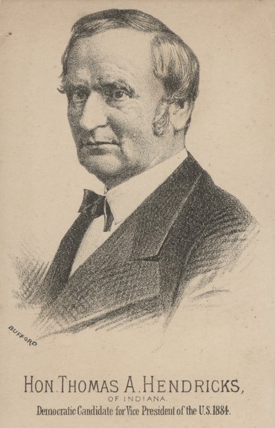 Thomas A Hendricks fra Indiana, demokratisk kandidat for visepresident i USA av J. H. and Co. Bufford