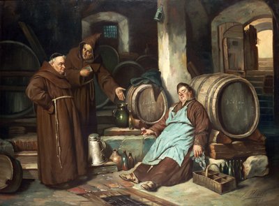 Munker i en kjeller, 1873 av J. Haier