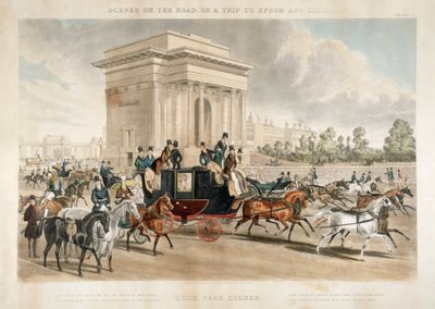 Hestevogner langs Hyde Park Corner, London, 1838 av J Harris