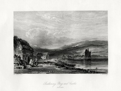 Scalloway Bay og slott, Zetland, 1800-tallet av J. Horsburgh