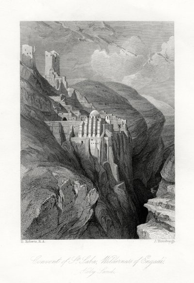 Klosteret St. Saba, Engadi villmark, Det hellige land, 1800-tallet. av J. Horsburgh
