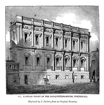 Østfronten av banketthuset, Whitehall, 1843 av J. Jackson