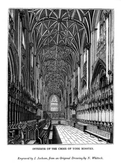 Interiør i koret til York Minster, c1830-1860 1843 av J. Jackson
