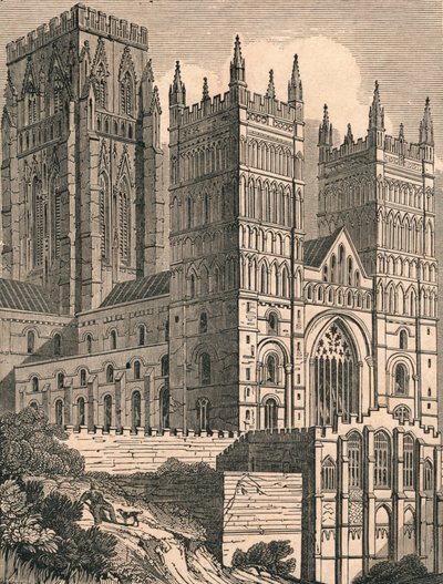 Nordvestutsikt over Durham Cathedral, c1843. av J. Jackson