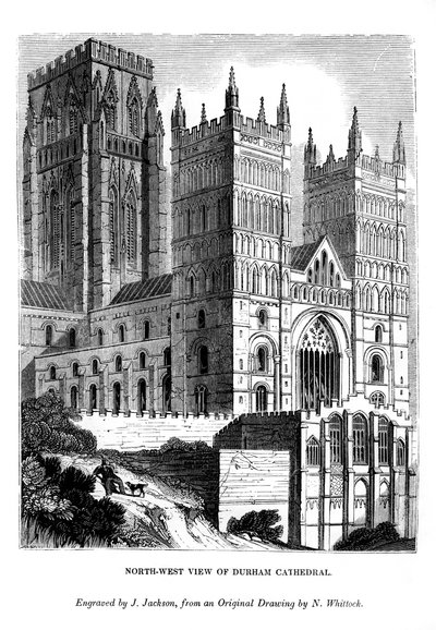 Nordvest-utsikt over Durham Cathedral, 1843 av J. Jackson