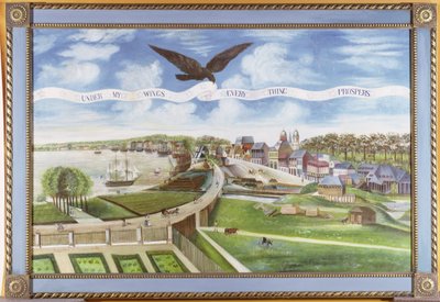 Utsikt over New Orleans fra Plantation of Marigny, 1803 av J. L. Bouquet de Woiseri