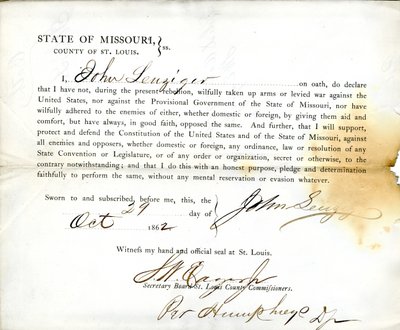 Lojalitetsed av John Leuziger fra Missouri, fylket St. Louis av J. Leuziger