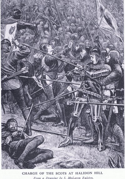 Charge of the Scots at Halidon Hill, fra Cassells History of the British People utgitt av Waverley Book Company Limited, ca. 1940 av J McLaren Ralston