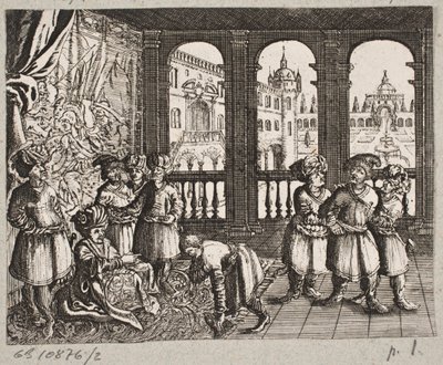 Illustrasjon til Adam Olearius, "Persisk Rosenthal av en genial poet Schich Saadi […]", Schleswig 1660 av J. Muller
