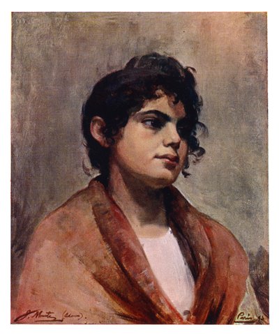 Studie av en italiensk jentes hode, 1901. av J Muntz