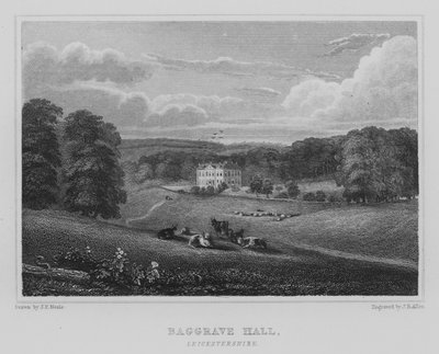 Baggrave Hall, Leicestershire (gravering) av John Preston Neale