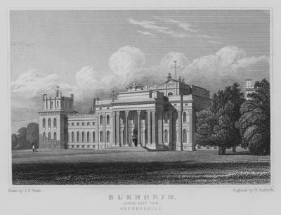 Blenheim, South East View, Oxfordshire (gravering) av John Preston Neale