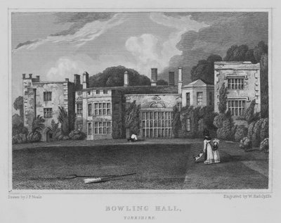 Bowling Hall, Yorkshire (gravering) av John Preston Neale