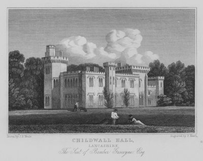 Childwall Hall, Lancashire, The Seat of Bamber Gascoyne, Esquire (gravering) av John Preston Neale