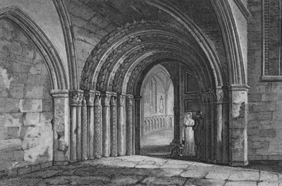 Dørvei til Temple Church, London (gravering) av John Preston Neale