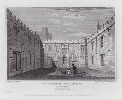 Hornby Castle, Inner Court, Yorkshire (gravering) av John Preston Neale