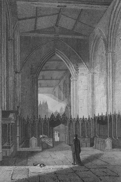 Interiør av St Catharine's Church (gravering) av John Preston Neale