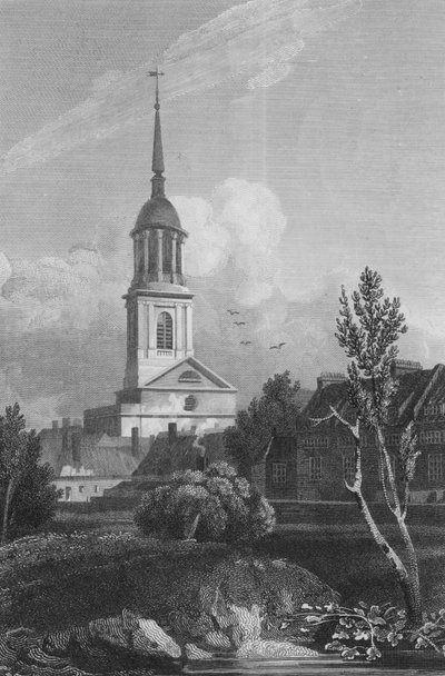 Shoreditch Church (gravering) av John Preston Neale