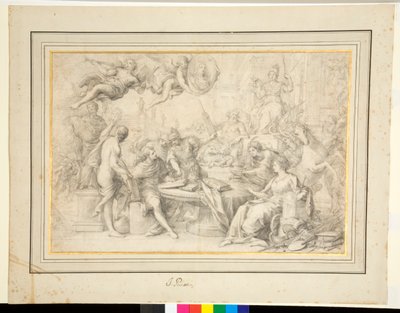 Allegorisk komposisjon (svart kritt) av J. Piciari
