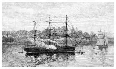 Government House og HMS Nelson, Sydney, New South Wales, Australia, 1886. av J. R. Ashton