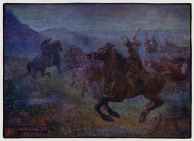Raid in the Anglo-Scottish Borders av Border Reivers, tidlig på 1500-tallet av J. R. Skelton