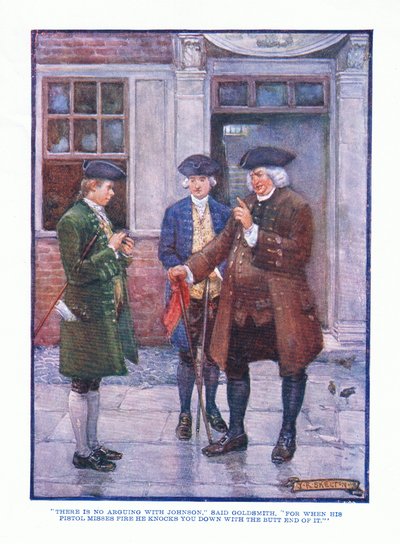 Det er ingen krangling med Johnson, sa Goldsmith, fra English Literature pub.by T C & EC Jack, ca. 1920 av J. R. Skelton