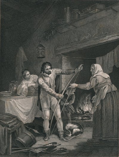 Alfred in the Neatherds Cottage, midten av 1800-tallet. av J. Rogers