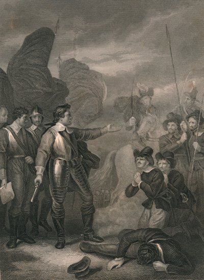 Cromwell undertrykker mytteriet i hæren, ca 1640-tallet, midten av 1800-tallet. av J. Rogers