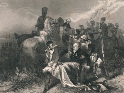 Generalmajor Sir. R. H. Sale ... dødelig såret i slaget ved Moodkee ..., midten av 1800-tallet. av J. Rogers