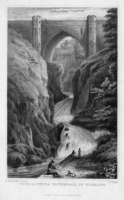 Poul a Phuca-fossen, County Wicklow, 1829. av J. Rogers