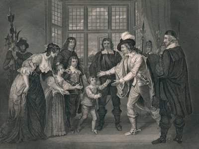 Intervjuet av Charles I med sine barn, 1649, tidlig på midten av 1800-tallet. av J. Rogers