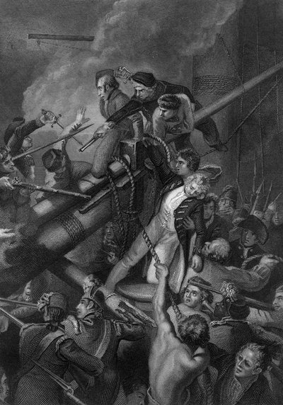 Kaptein Faulknors død, 1795 c1857 av J. Rogers