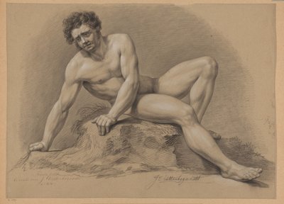Sittende naken mann, sett forfra (2. premie 1810) av J. Uittenbogaardt