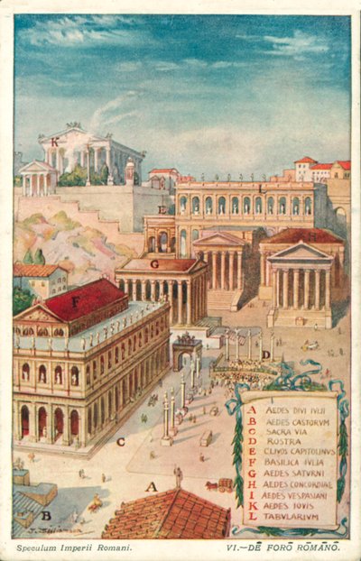 Forum Romanum, det gamle Roma (farge litho) av J. Williamson