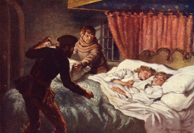 Mordet på de små prinsene (farge litho) av J. Williamson