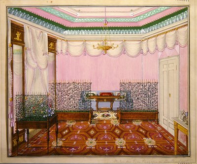 Et nyklassisk Biedermeier-skriverom i Schloss Ballenstedt, Saxe-Anhalt av J. Willing