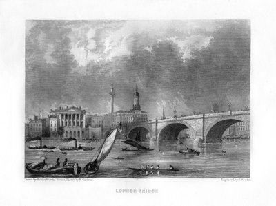 London Bridge, London, 1800-tallet. av J. Woods