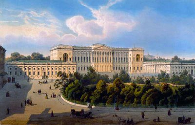 Palace of Grand Duke Mikhail, View from the Square, trykt av Schmidt og Chevalier, utgitt av Lemercier, Paris, 1850-tallet av J. after Charlemagne