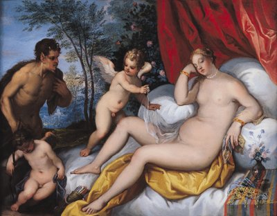 Venus og Pan (olje på kobber) av J. and Rottennhammer, Hans I Brueghel