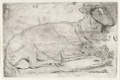 Liggende geit av Jabes Heenck (signed by artist)