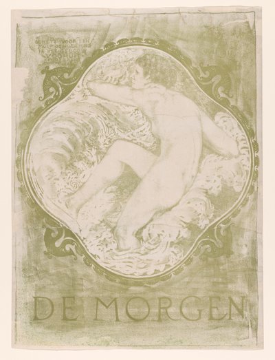 Naken kvinne i bølgene De Morgen / Skisse for et veggmaleri i Vooruit Purmerend-bygningsarkitekten J.J.P. Gammel. (tittel på objekt) av Jac Jongert