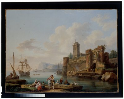 En havnescene av Jacob Philippe Hackert